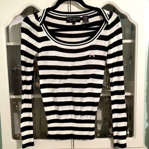 Nicky Hilton Black & White Stripe Long Sleeve Sweater, Sz Small